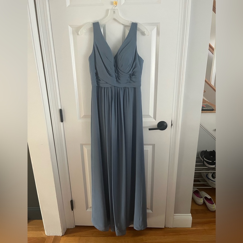 Bill Levkoff Slate Blue Chiffon Dress- Size 8